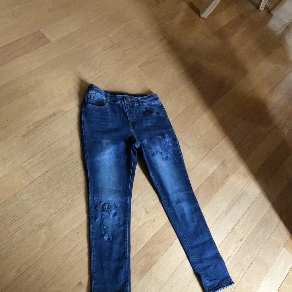 EUC Eric skinny jeans w/blue floral embroidery - Picture 2 of 12